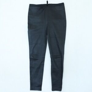 Neiman Marcus Leather Skinny Pants Women's Medium M Black The Collection Pull On